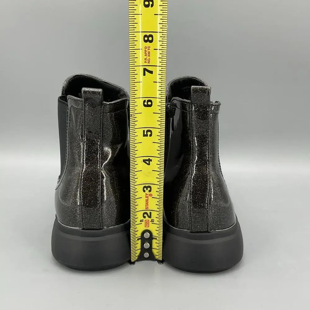 NEW Dolce Vita Girls Glitter Chelsea Boots Black Size 5